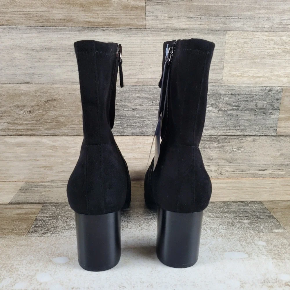 Aerosoles Miley Women Ankle Bootie Sz 6.5 M Black Side Zip Block Heel Square Toe